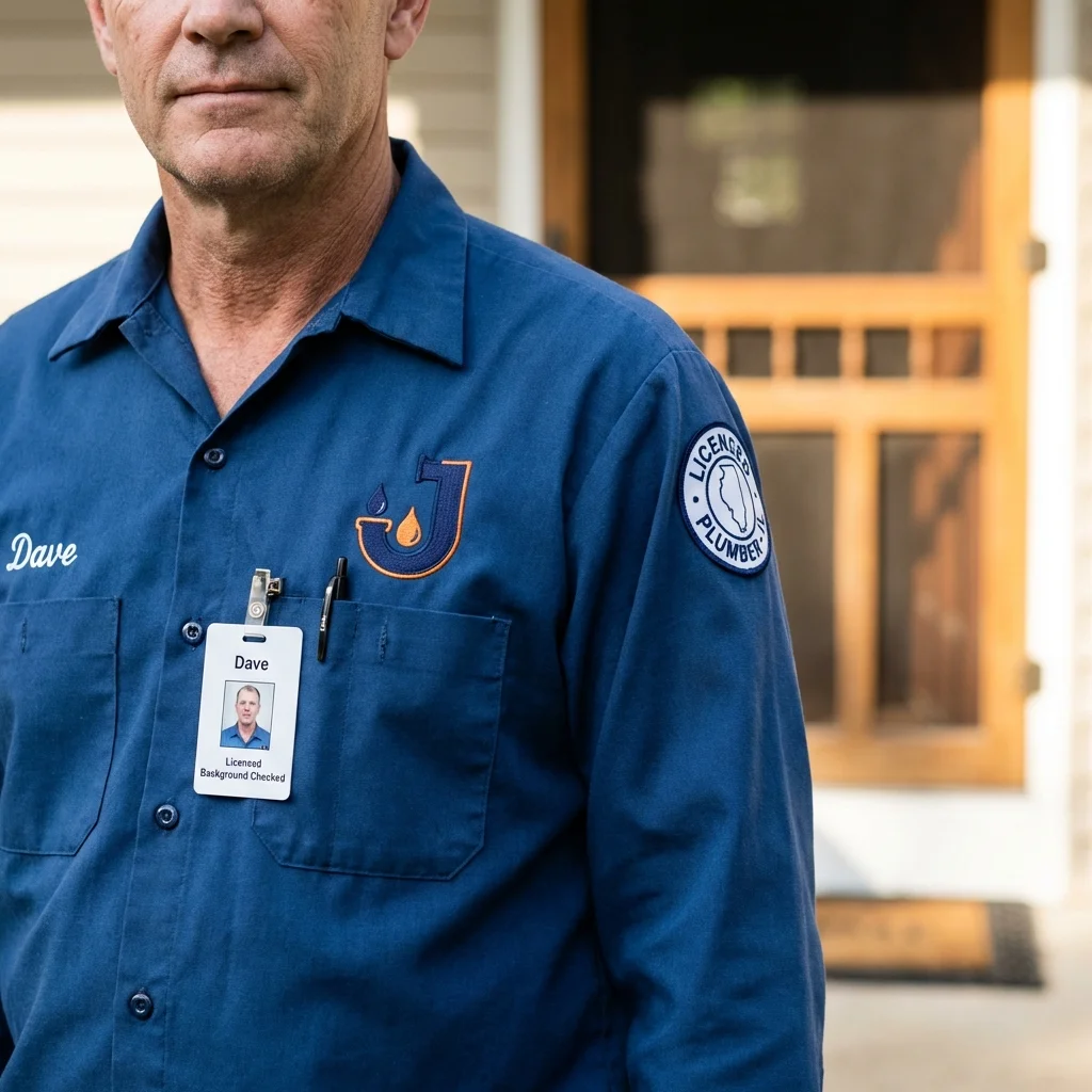 Licensed plumber showing ID badge in Wellford, SC