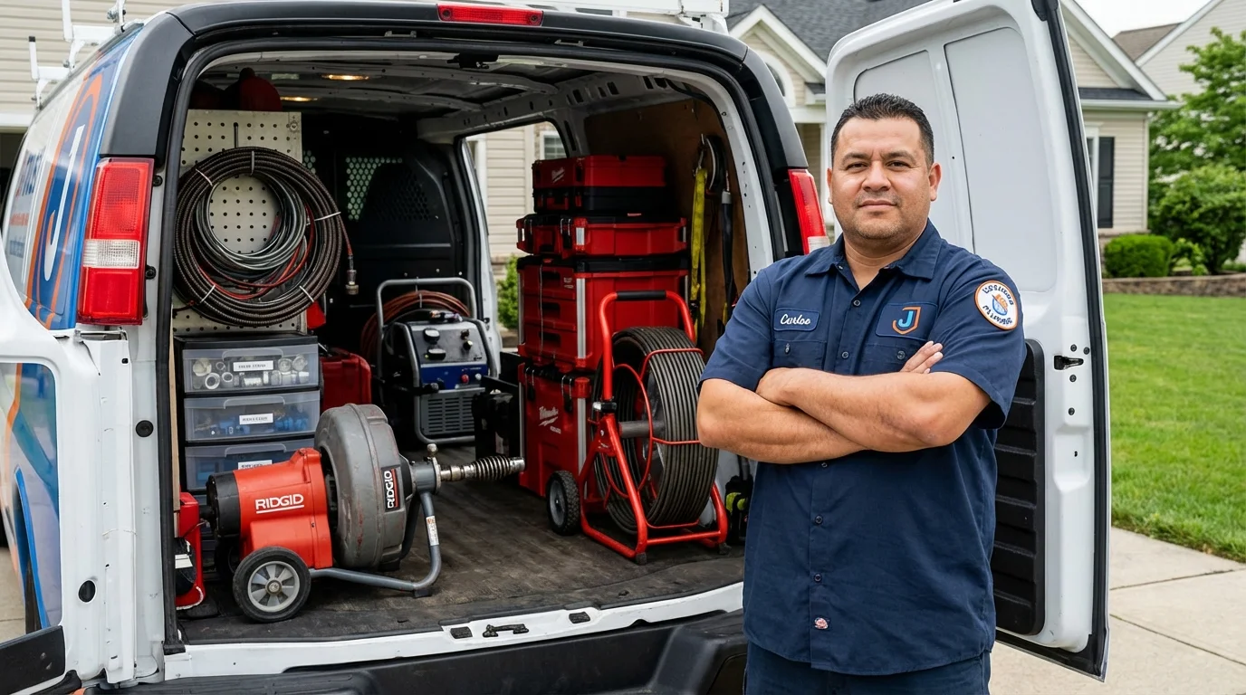 Professional drain cleaning equipment and Johns Plumbing LLC plumber in Wellford