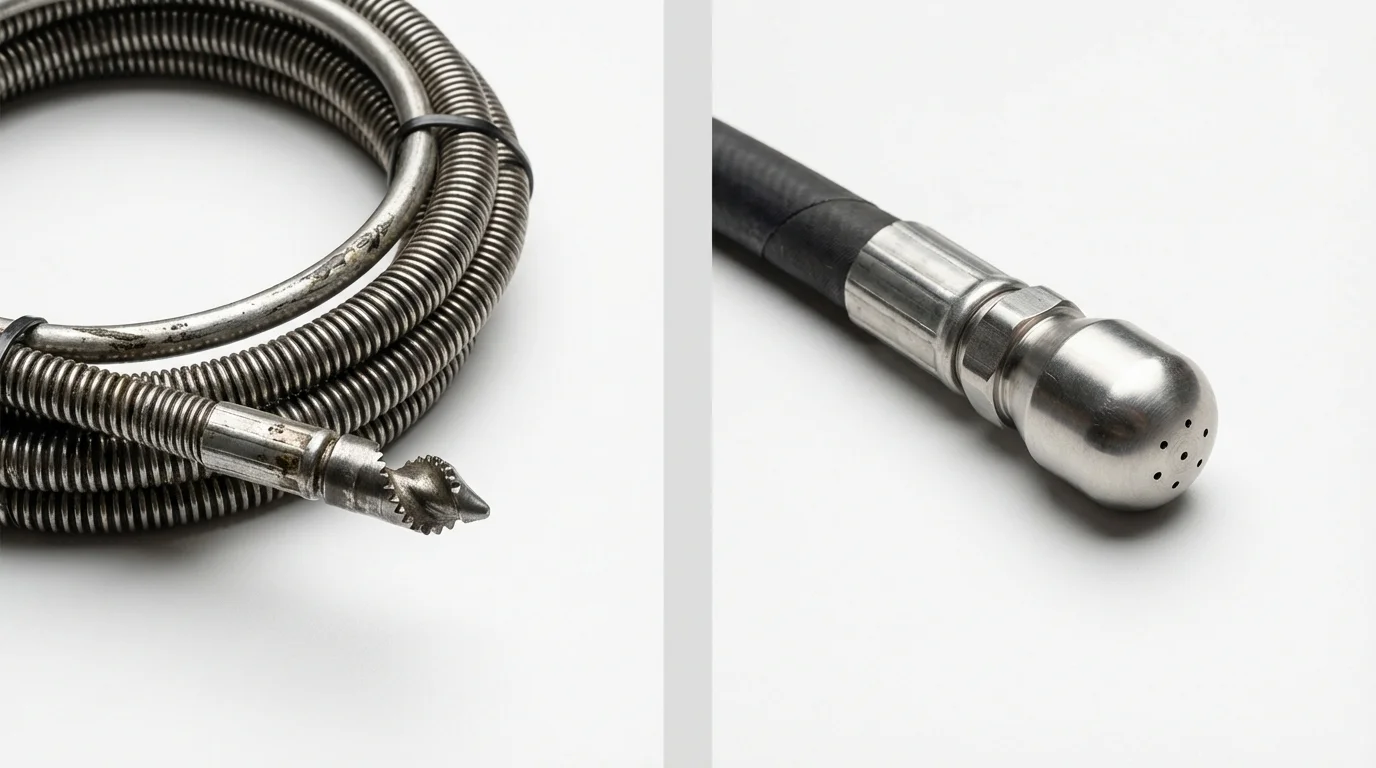 Drain snake cable and hydro jetting nozzle used for drain cleaning in Wellford, SC
