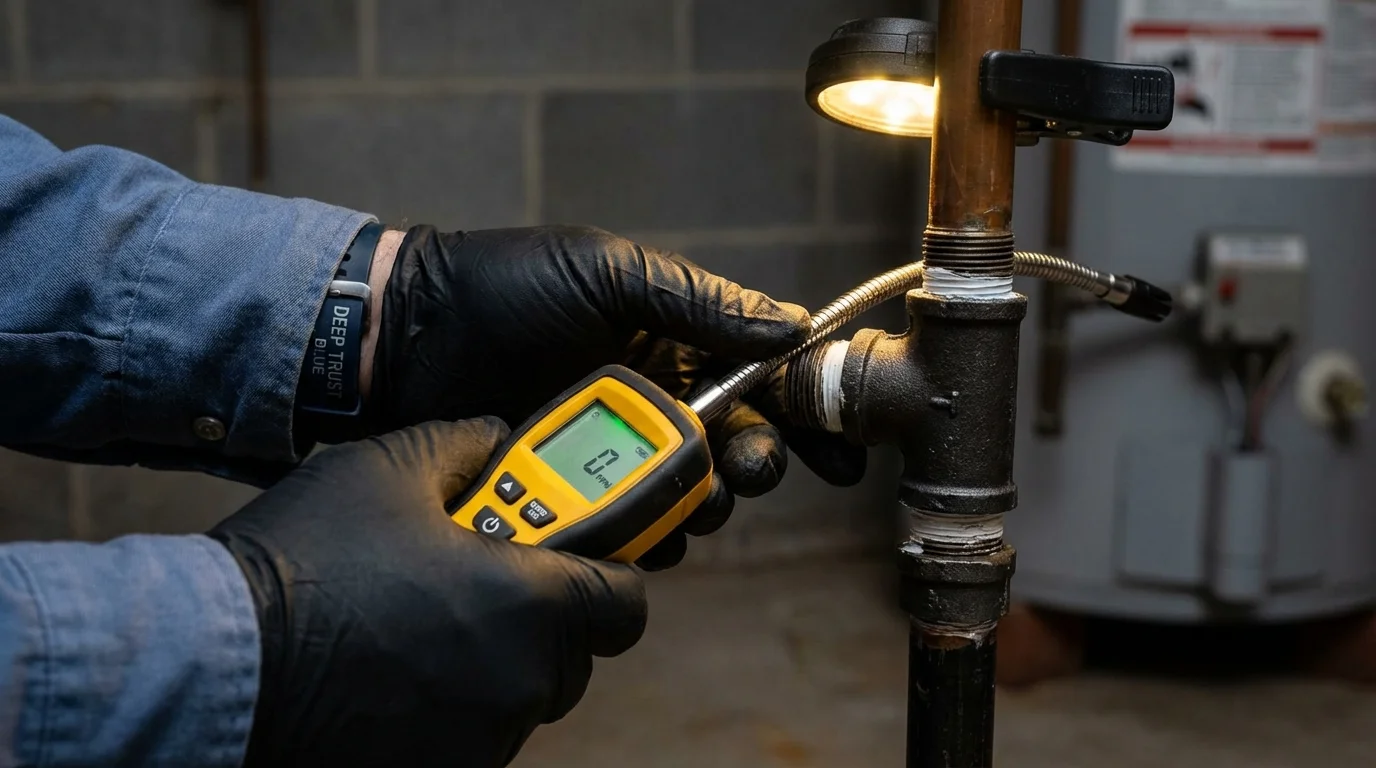 Gas leak detection with electronic sniffer by Johns Plumbing LLC in Wellford