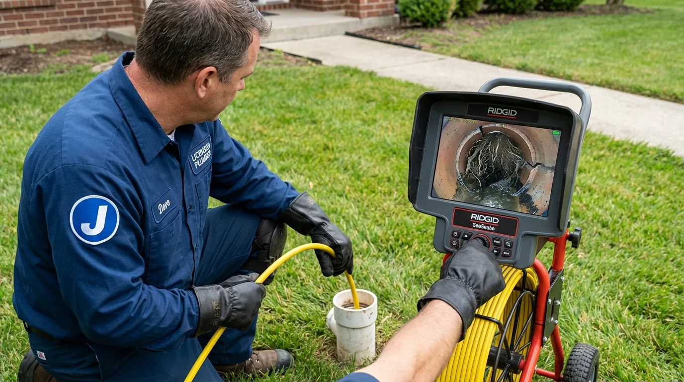 Sewer camera inspection being performed by Johns Plumbing LLC in Wellford