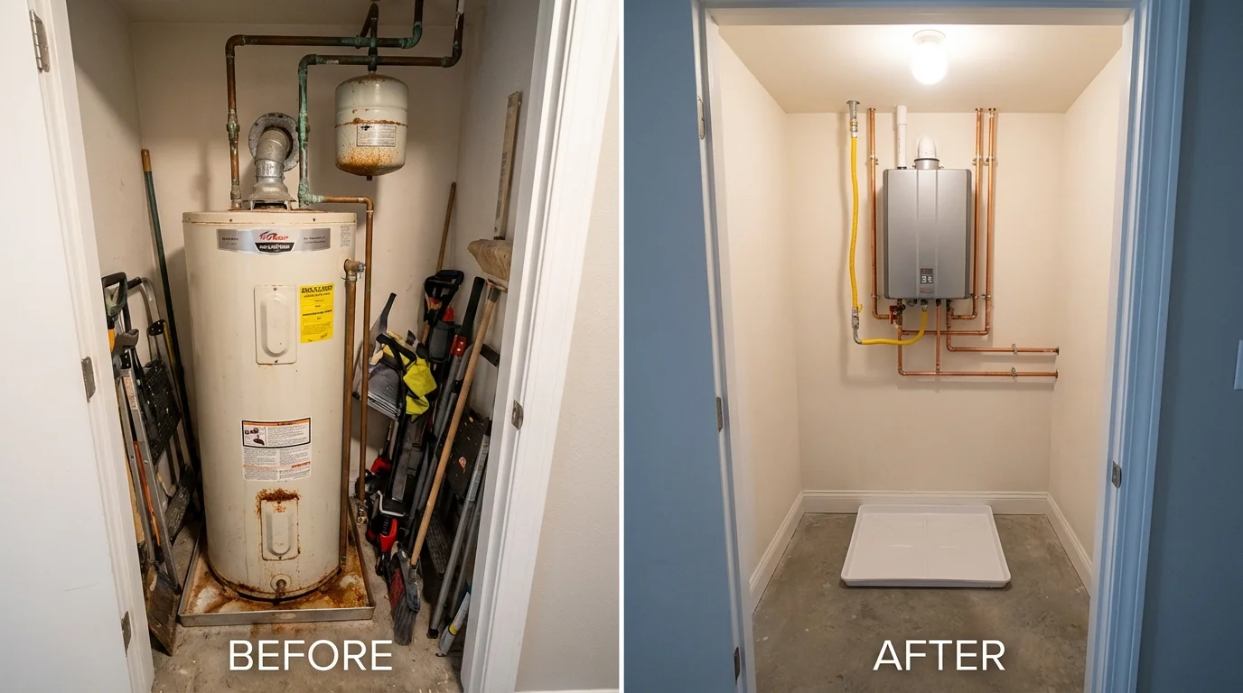 Tank water heater versus wall-mounted tankless unit comparison for Wellford, SC homeowners