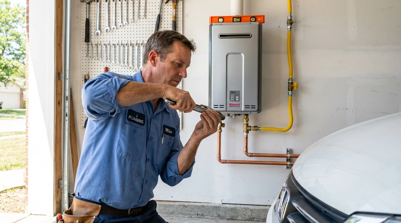 Tankless water heater installation by a Johns Plumbing LLC plumber in Wellford